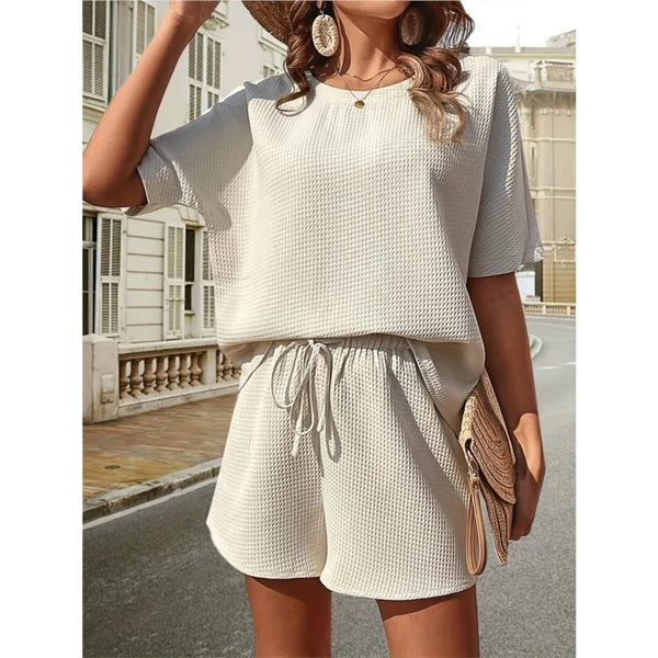 2 Piece Sets Outfit Solid Color Casual Loose Short