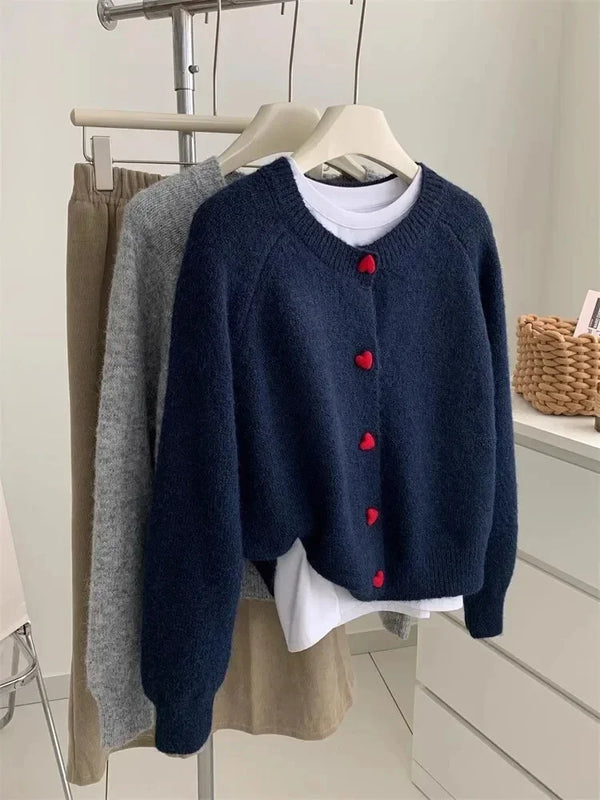 Deep Grey Wool Knitted Cardigan