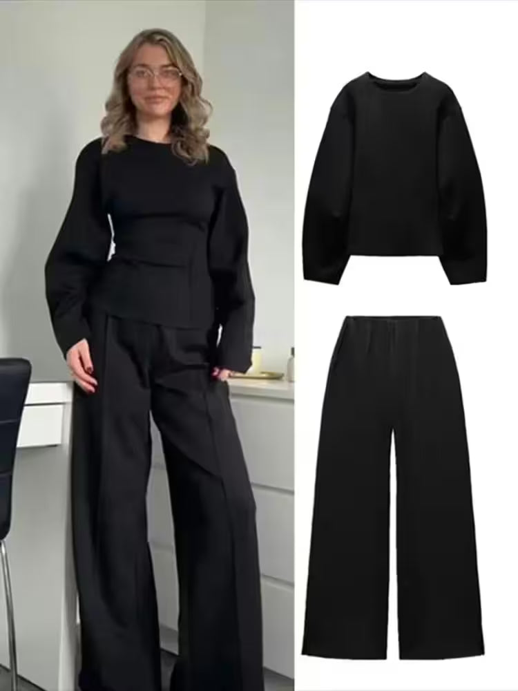 Tops - Two Pieces Set Pant Sets Crop Long Sleeve