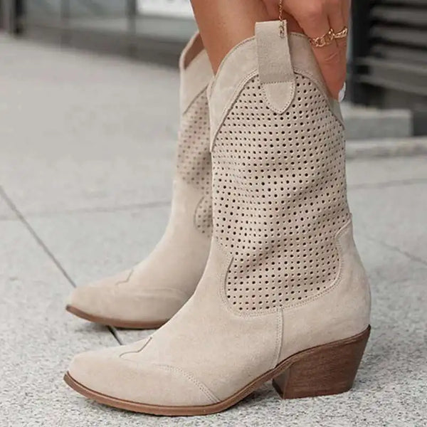 Chunky Heel Mid Boots Side Zip Size 34- 43 Short