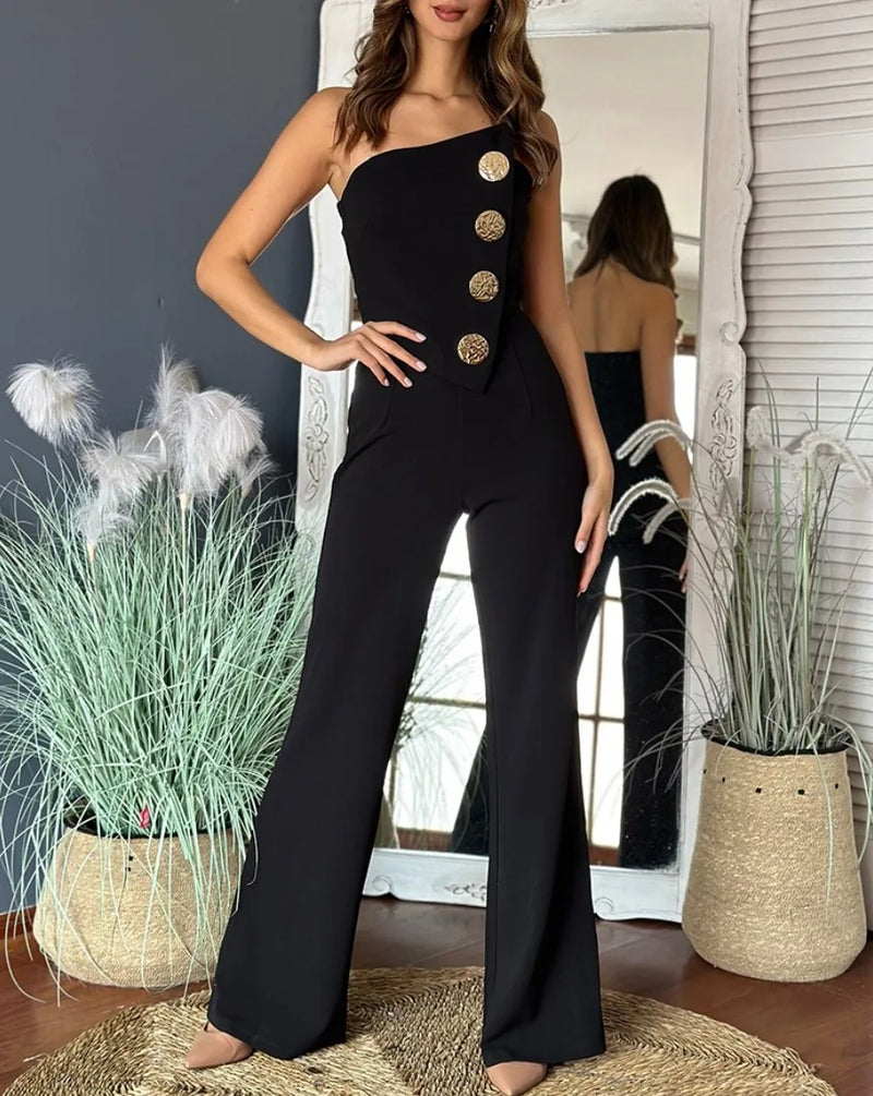 Sexy Asymmetrical Bandeau Strapless Jumpsuits