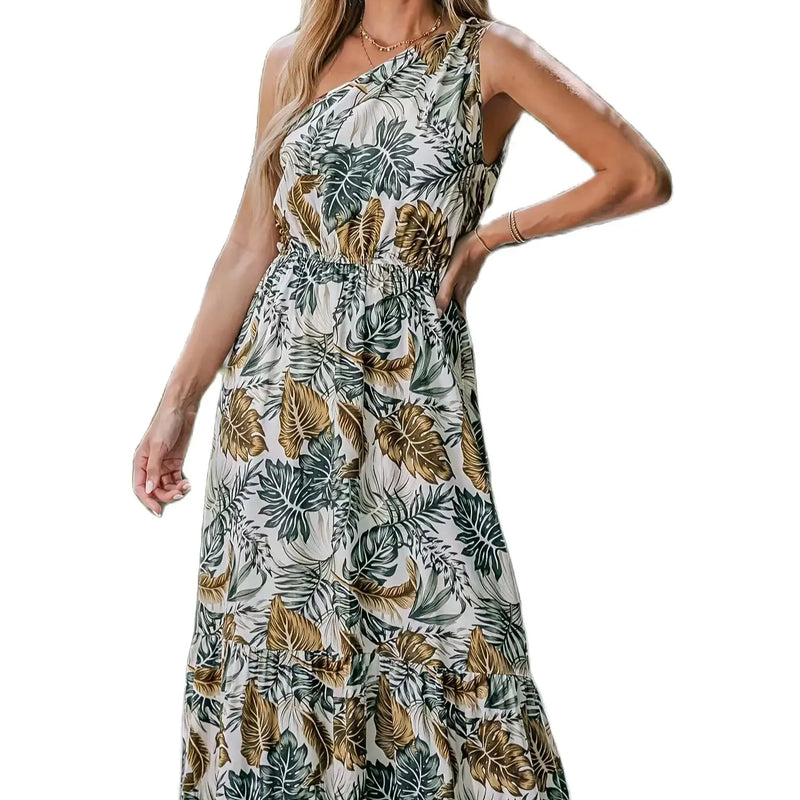 Plus size dress unique leaf print