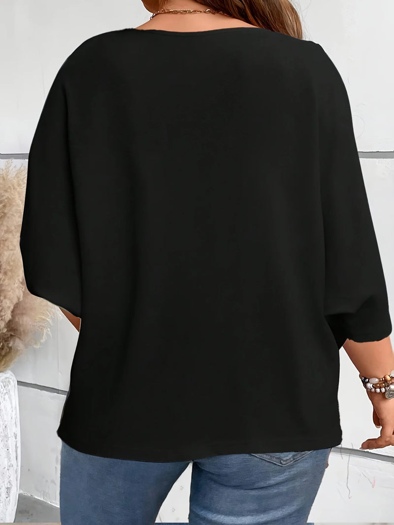 Plus Size Open Front Cardigan Lightweight 3/4 Sleeve Casual
