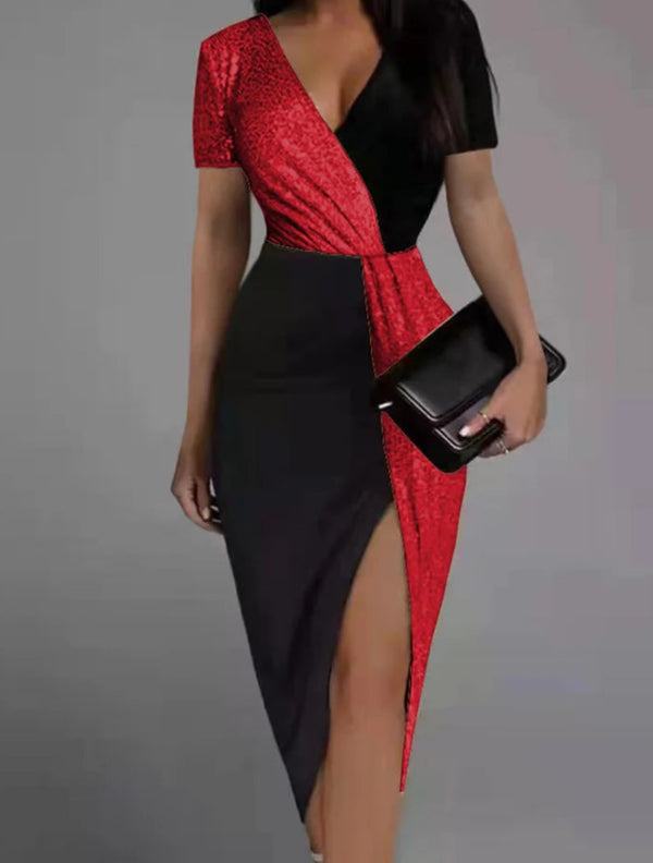 Temperament commuter skirt short-sleeved waist dress