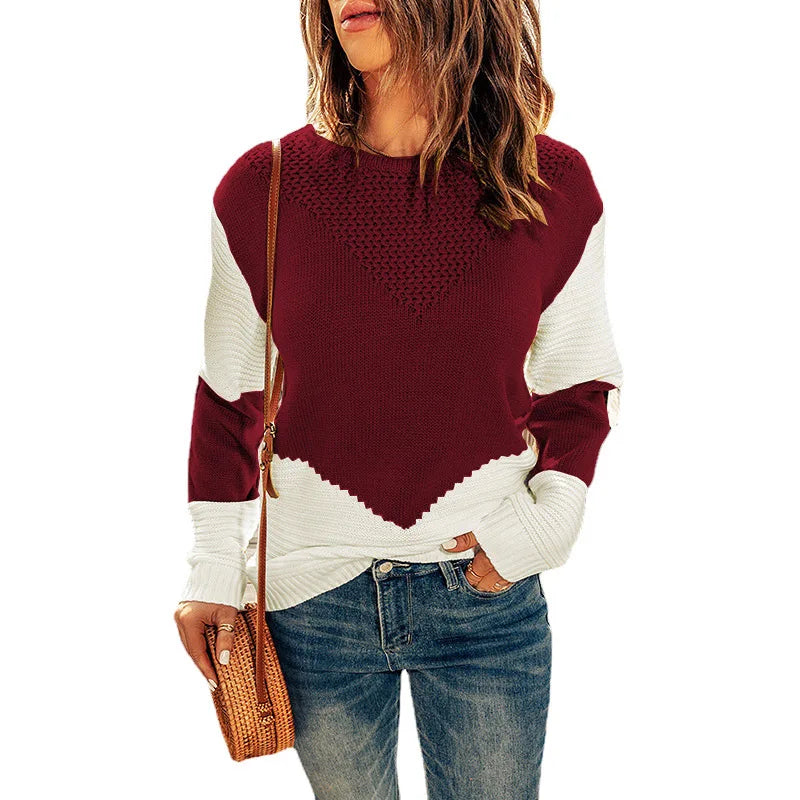 Neck Contrasting Base Sweater Pullover