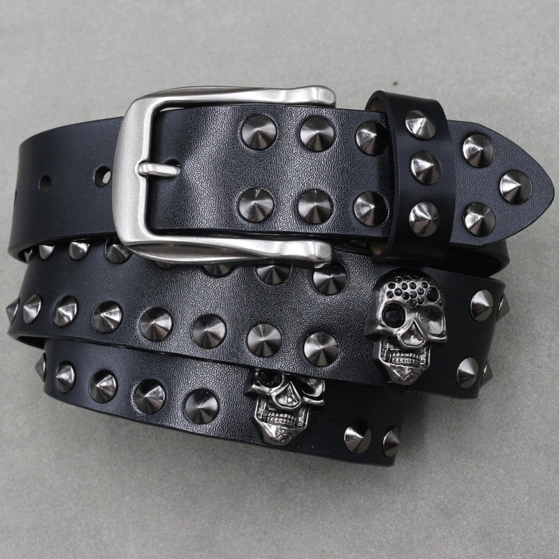 Nice Rivet Genuine Leather Belt Goth Style