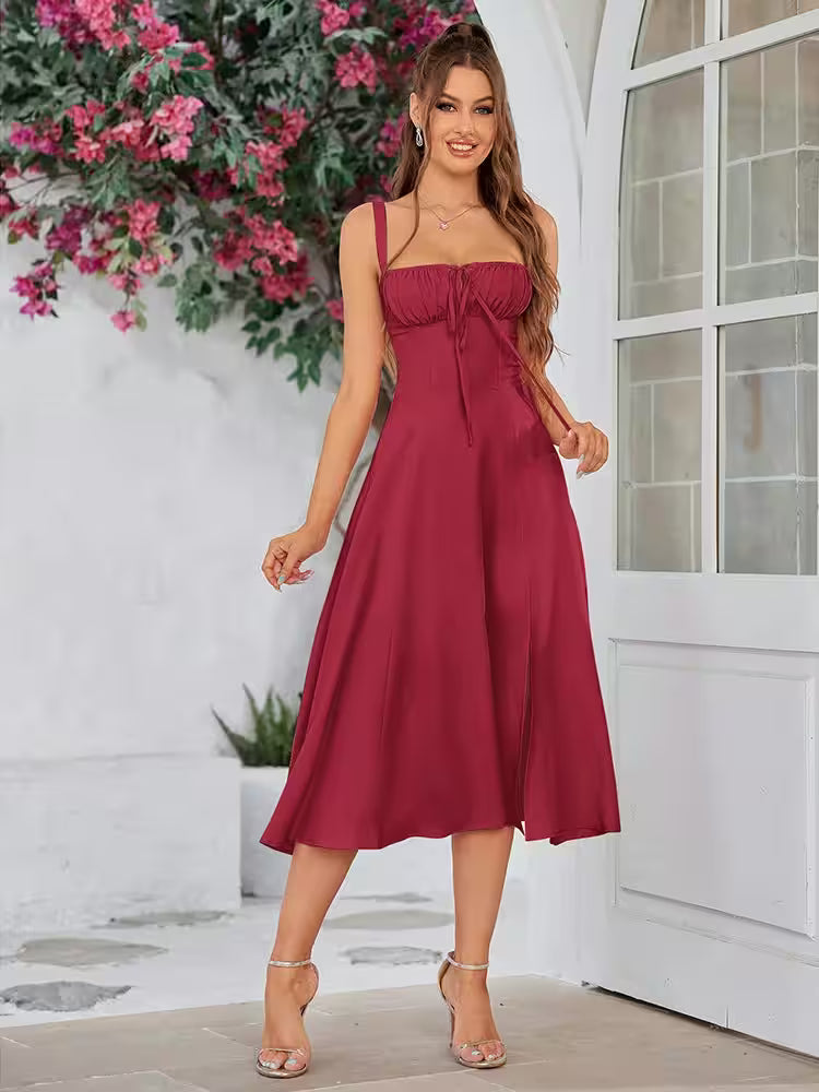 Sleeveless Summer Long Dress – Corset Bandage Style, Padded Bust - Women's Fashion - View 4