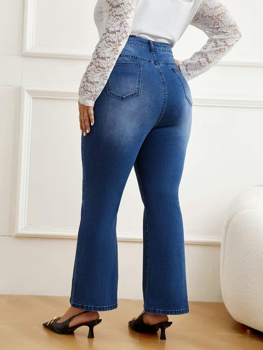 Women's plus size Denim flared pants - Additional View 2
