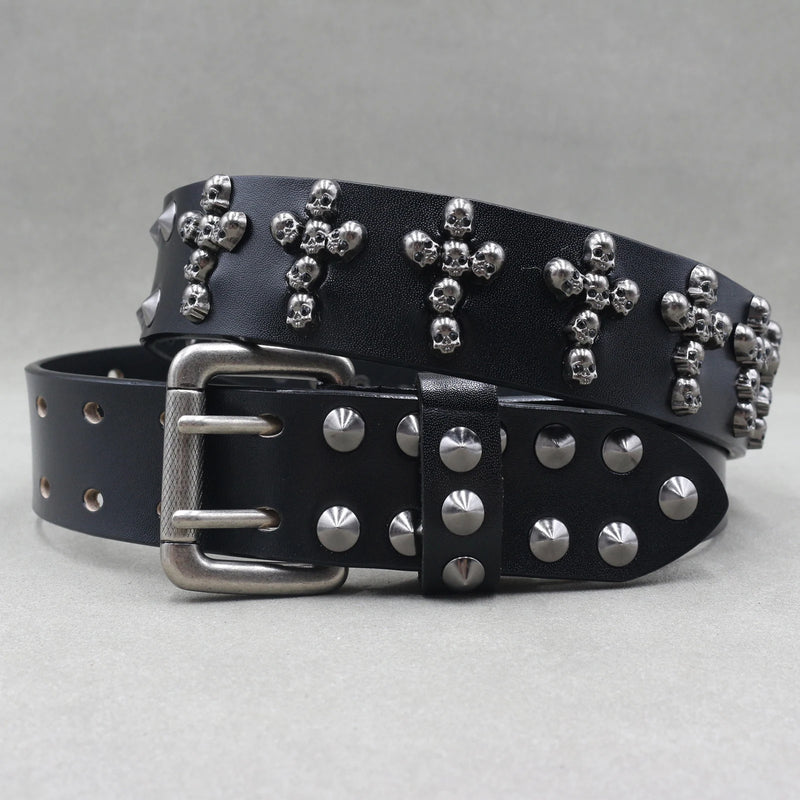 Nice Rivet Genuine Leather Belt Goth Style