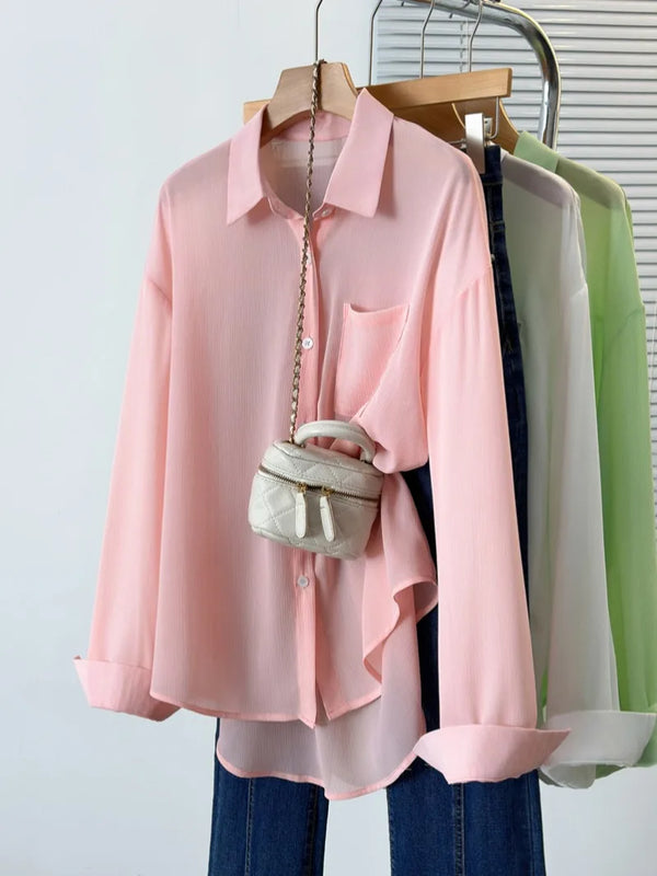 Plus Size Shirt Arrivals Long Sleeve Chiffon