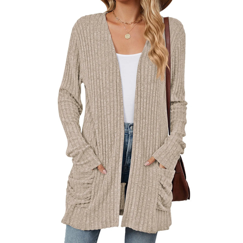 Lightweight 3/4 Sleeve Black Sweater Cardigan Casual
