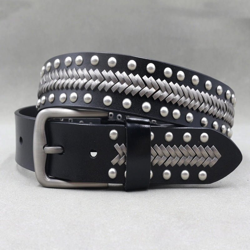 Nice Rivet Genuine Leather Belt Goth Style