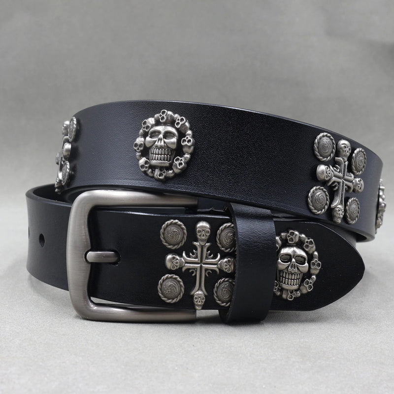 Nice Rivet Genuine Leather Belt Goth Style