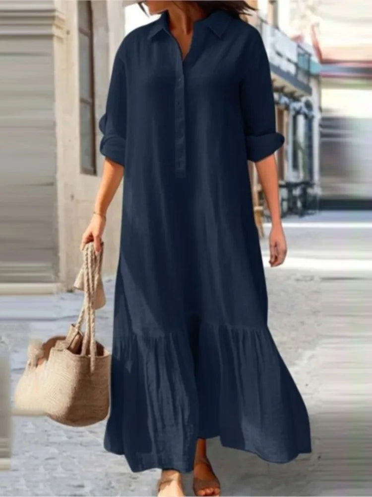 Plus Size Dress Office Lady Spring  Elegant Solid