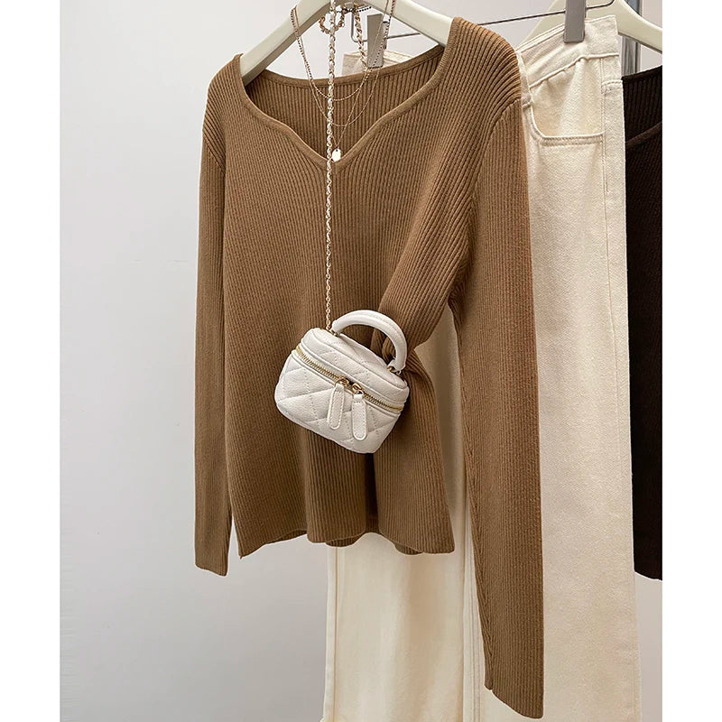 Plus Size Pullover Knitted Warm Sweater Top