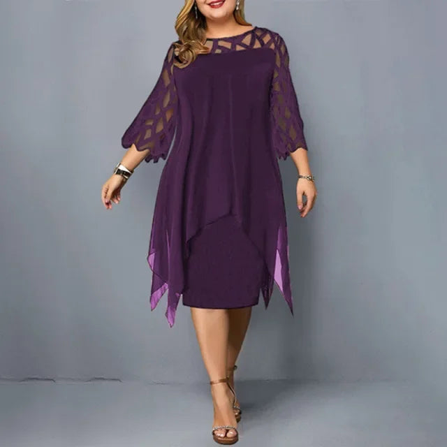 Plus Size Chiffon Dress Elegant Midi Party Dress