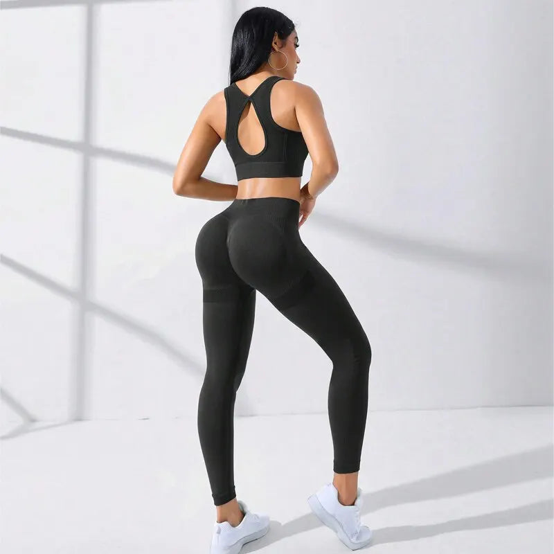 Yoga Basic 2pcs Seamless High Stretch Yoga Set Tracksuit