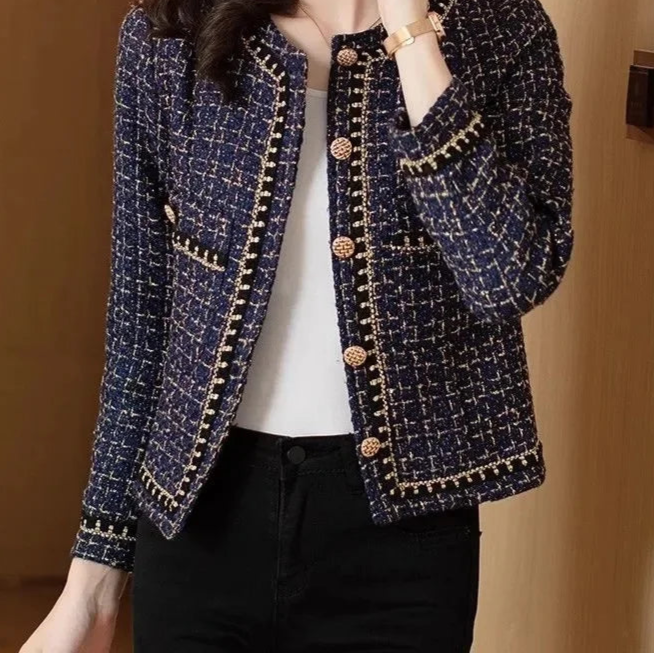 Small Fragrance Tweed Jacket Plaid Outwear - Additional View 6