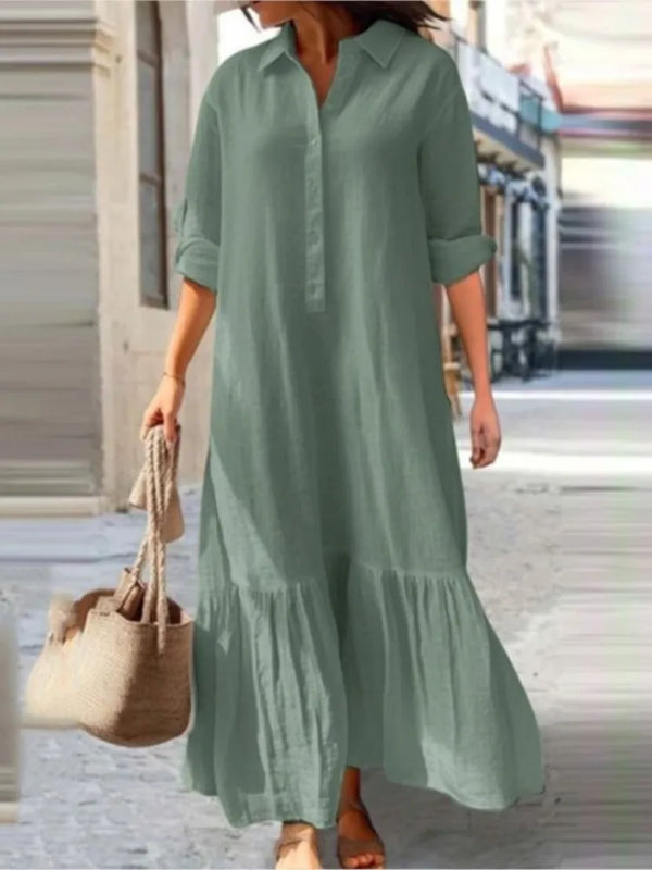 Plus Size Dress Office Lady Spring  Elegant Solid