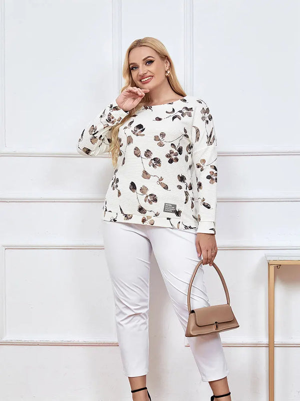 Plus size woven round neck shirt