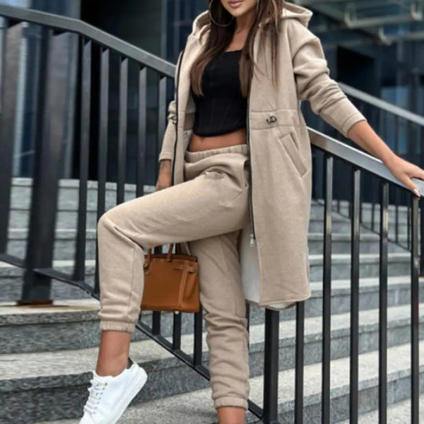 Pants Set Tracksuit Zipper Hooded Coat