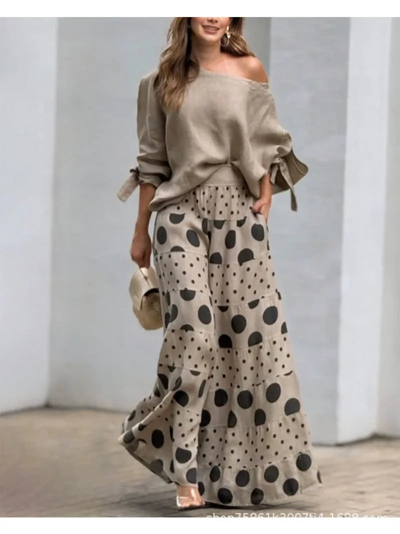 Spring Casual Print Two-piece Suit Elegant