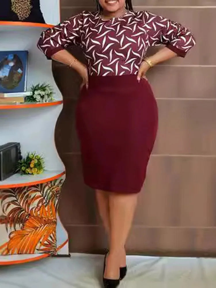 5XL 4XL Plus Size Clothes Dresses Office Lady