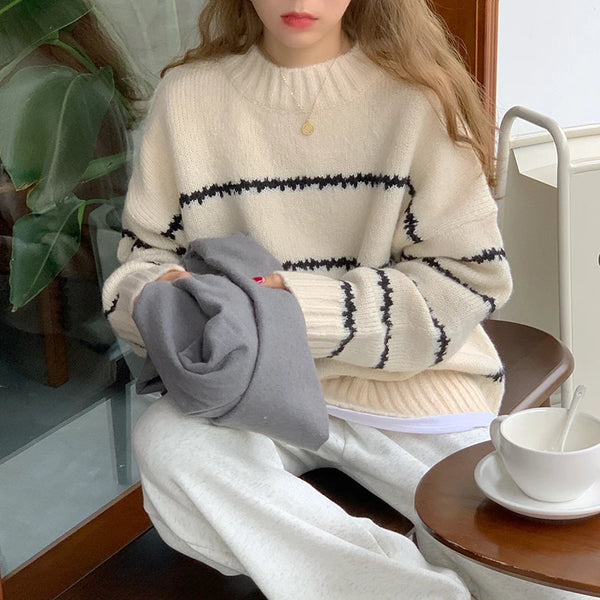 Sweater Casual Pullovers  Basics Knitted
