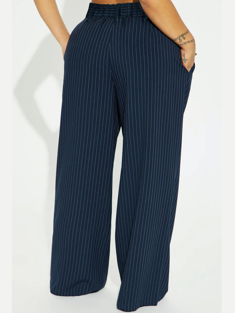 Ladies' plus sized spring loose straight leg casual pants