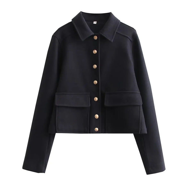 Jacket Women Button Cropped