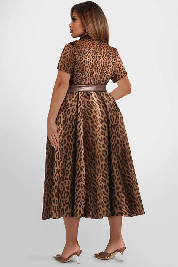 Plus Size Leopard Printed Dress Casual