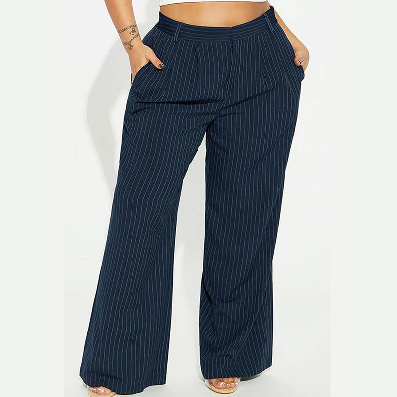 Ladies' plus sized spring loose straight leg casual pants