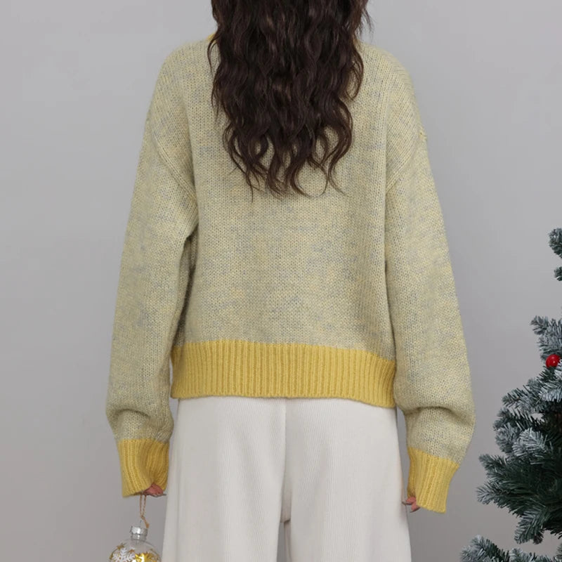 Cardigan Long Sleeve Patchwork Knitted