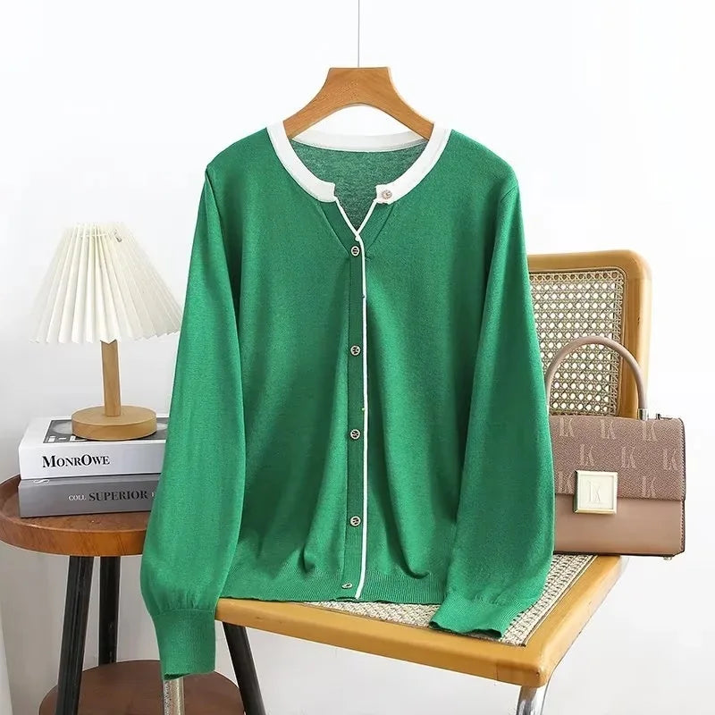 Plus Size  V-Neck Stripe Knitted Pullover