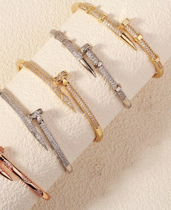 Female Brand Nail Trendy Bracelet Zircon Screw