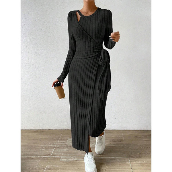 Dresses Fitting Slim Plain Asymmetric