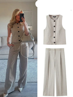 Wide Leg Long Pants 2 Piece Set 2025