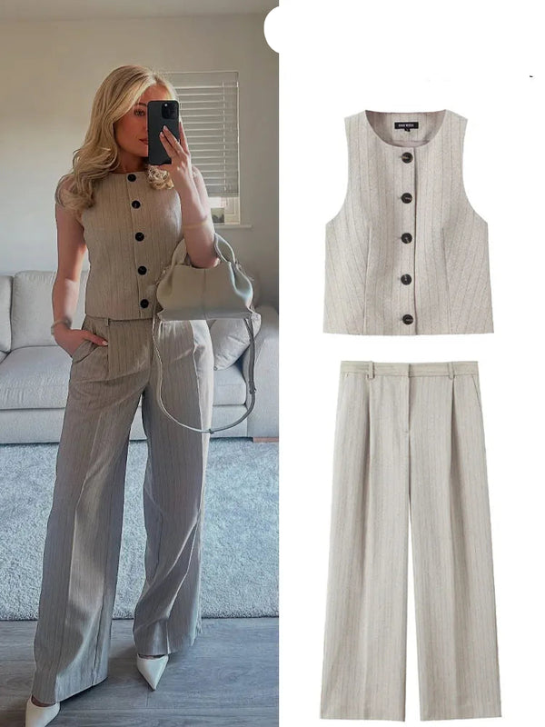 Wide Leg Long Pants 2 Piece Set 2025