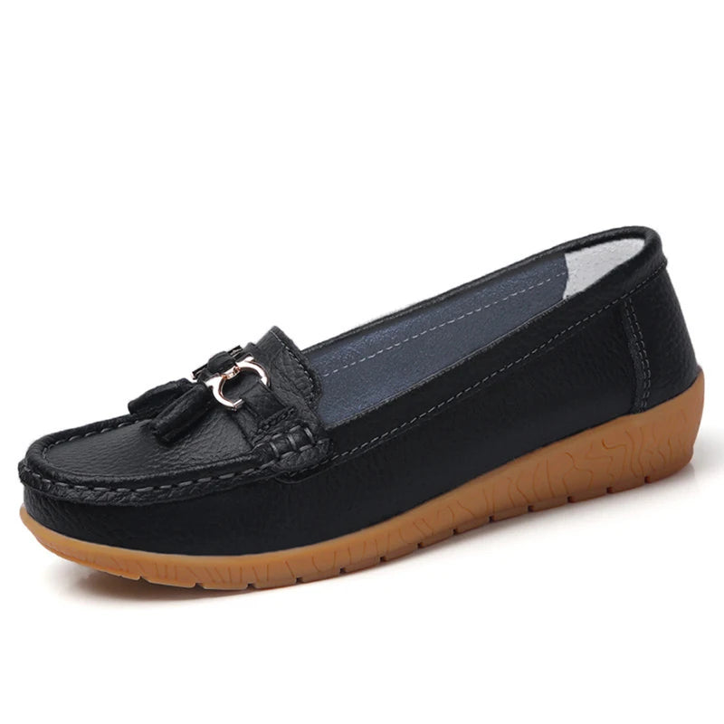 Genuine Leather Wedge Casual Shoes Ballerina