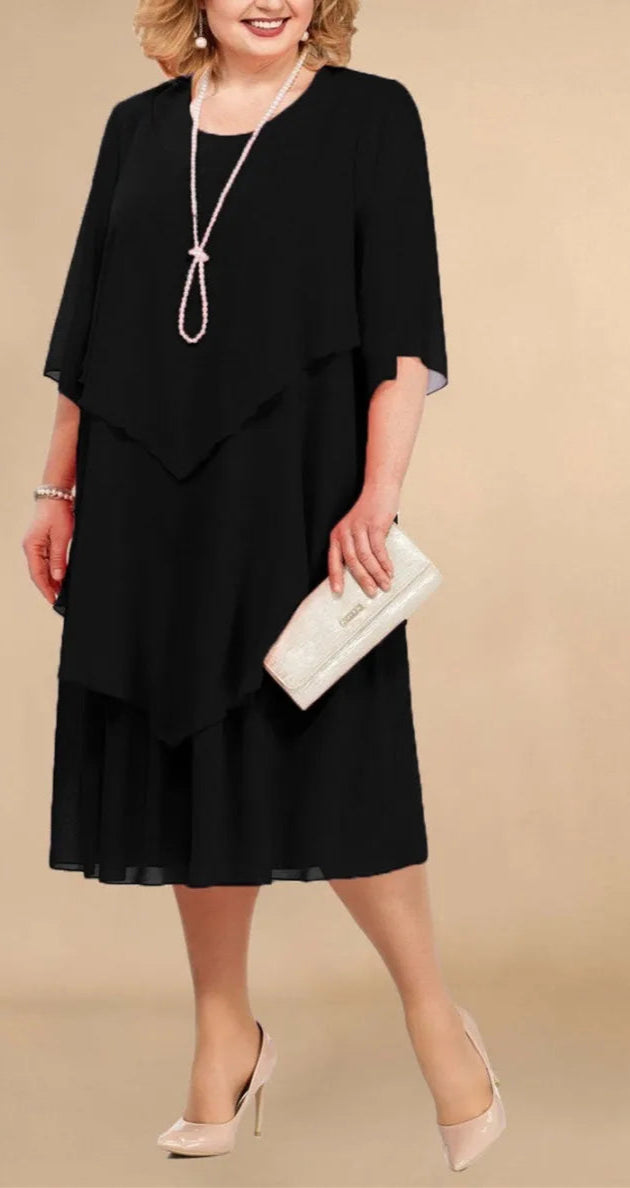 Plus Size Elegant Chiffon Dress Irregular