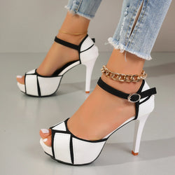 Sandals Colorblock Peep Toe Platform Pumps