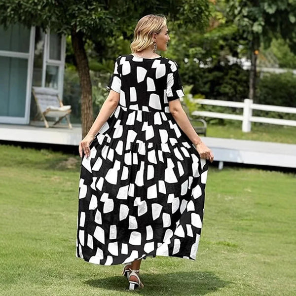Plus Size Spring Printing Loose-Fit Skirt