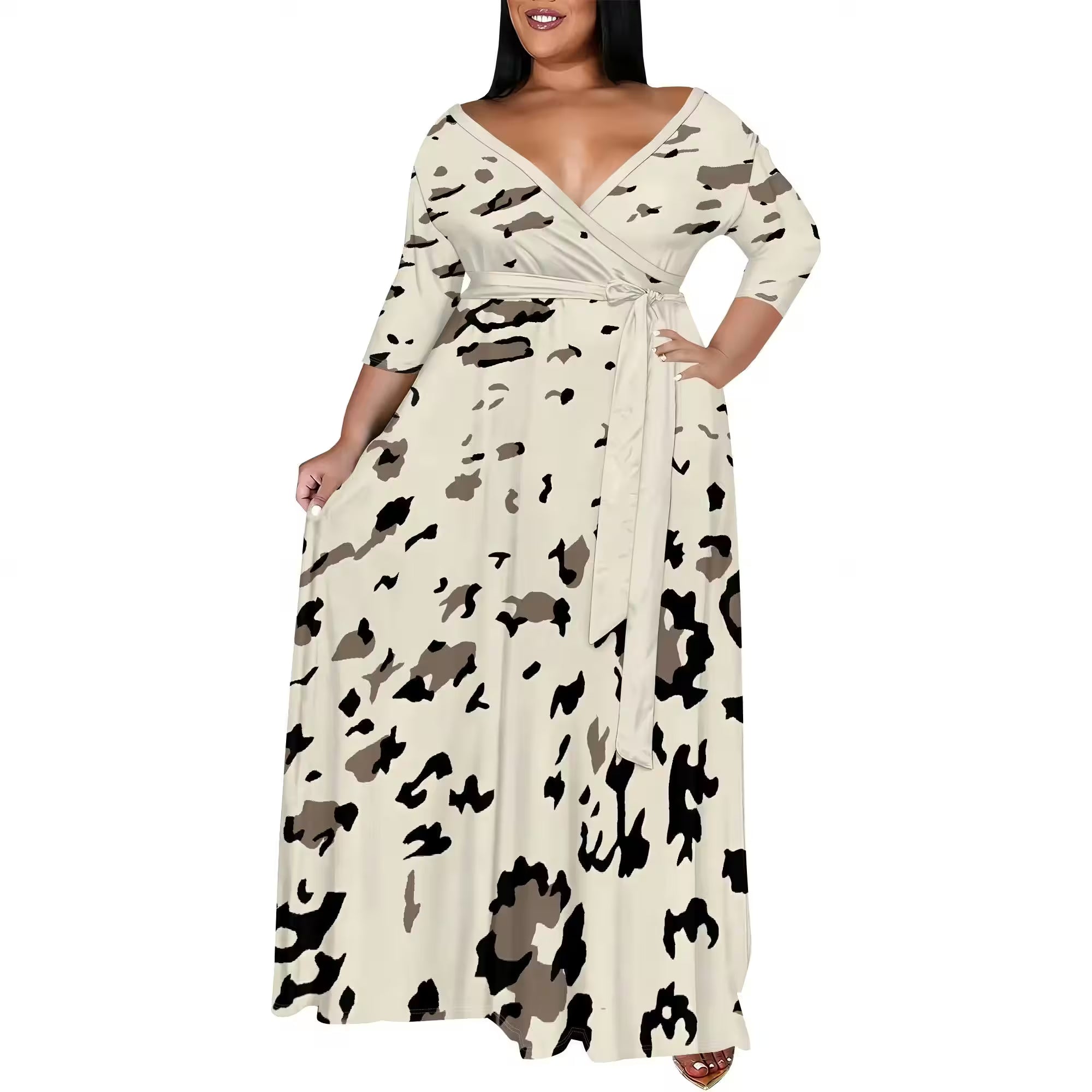 Vintage Floral V Neck Maxi Dress - Additional View 6