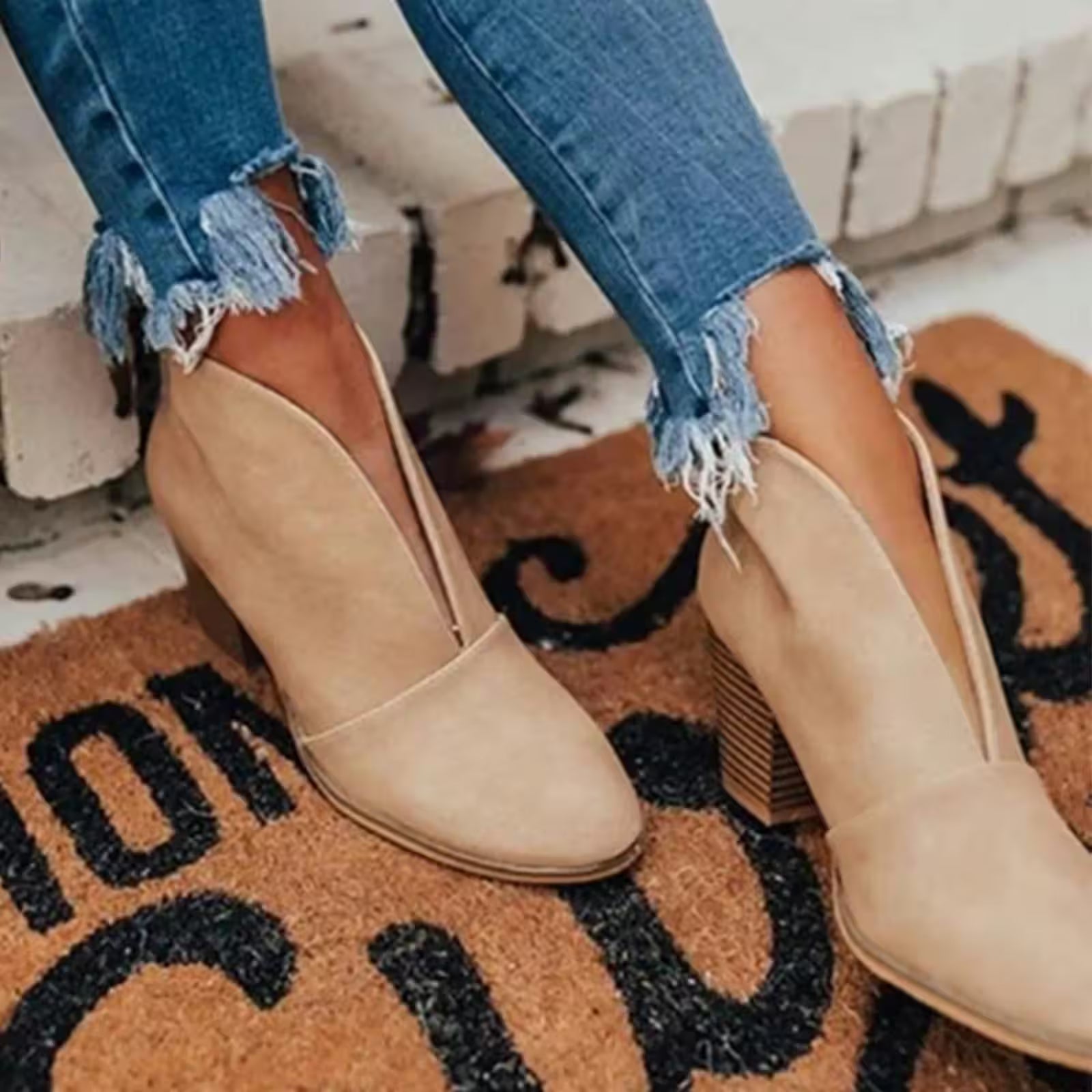Rings - Leather Short Boots Temperament elegant flat