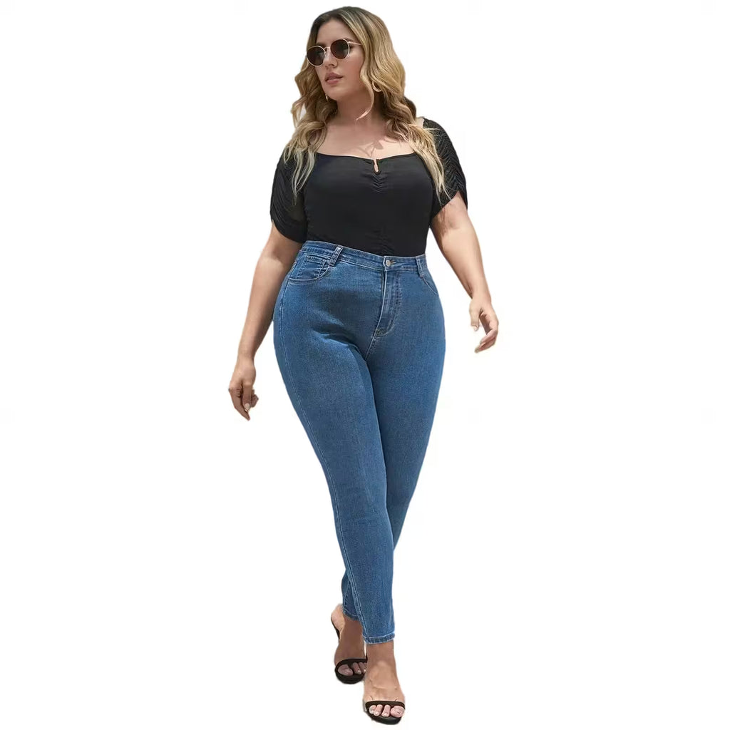 Plus Size Jeans Pants High Waist High Stretchy - Additional View 5