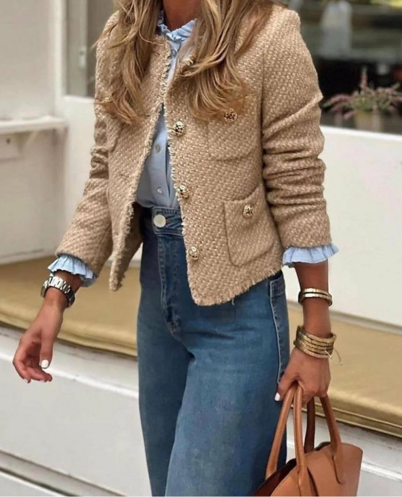 Chic Female Tweed Basic Jacket Coat