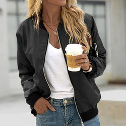 Fashion Solid Jackets Zipper Coats Casual