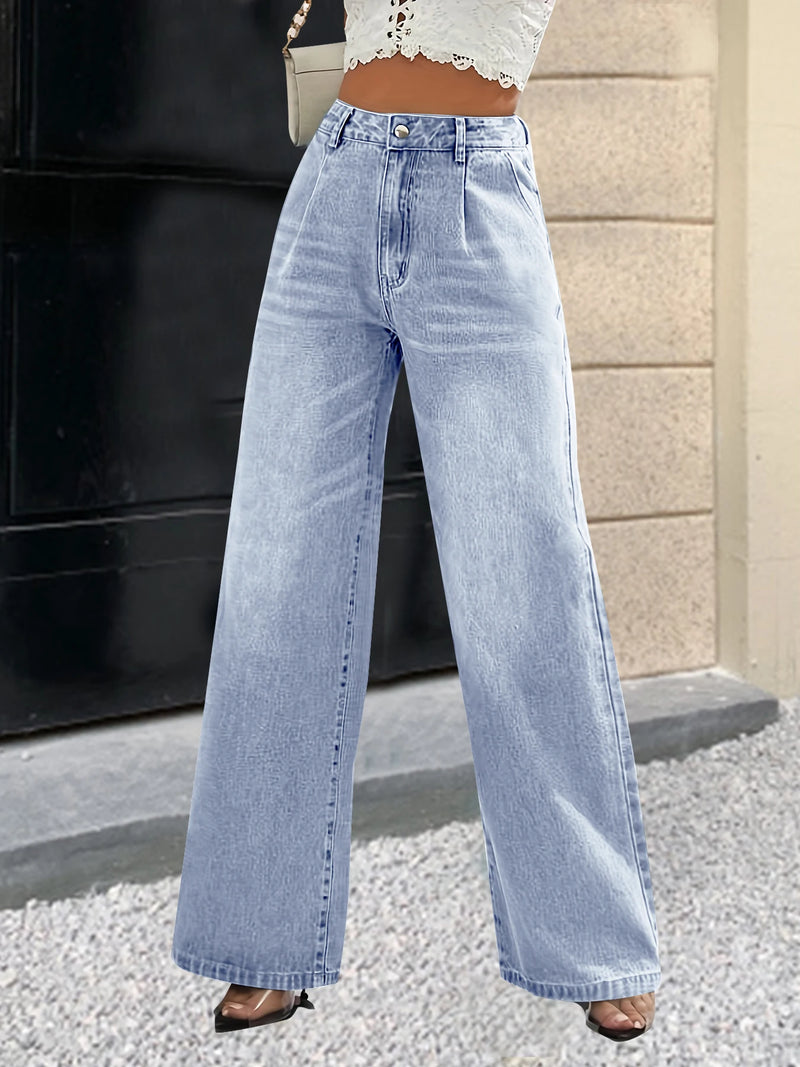 Style light blue jeans straight pants casual
