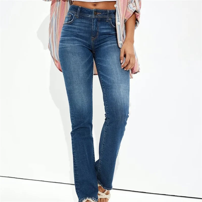 High Waist Hip Lift Straight Jeans