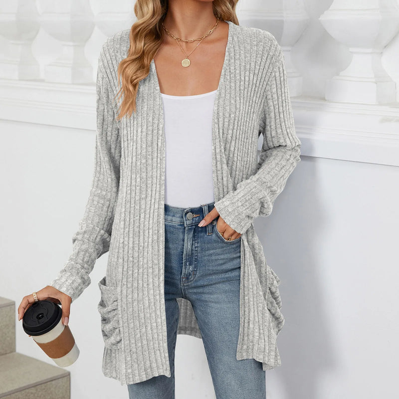 Lightweight 3/4 Sleeve Black Sweater Cardigan Casual